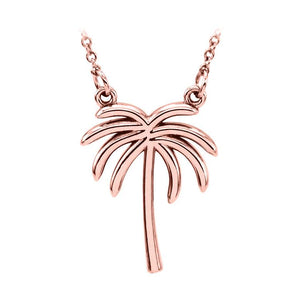 14k rose gold palm tree necklace