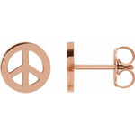 14k white gold peace sign earrings
