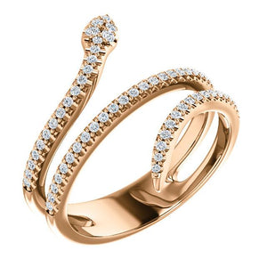 14k rose gold snake diamond ring