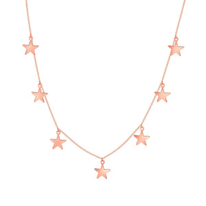 14k rose gold star chain necklace