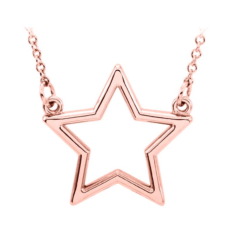 14k rose gold star pendant necklace