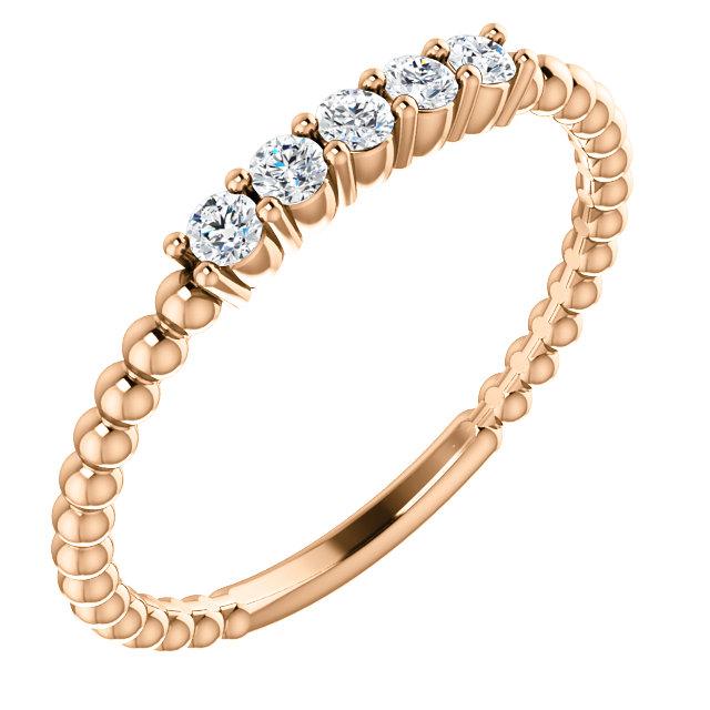 14k rose gold thing beaded diamond stacking ring
