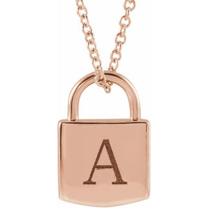 Lock Pendant Necklace (Engrave-able)