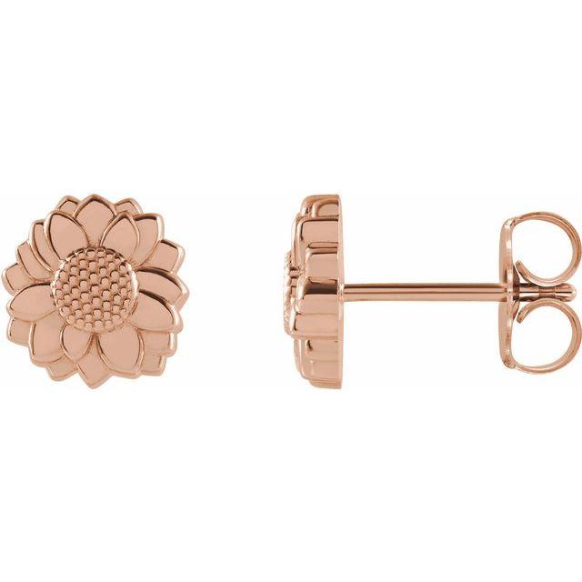 14k white sunflower stud earrings