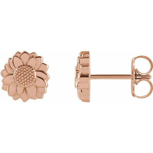 14k rose sunflower stud earrings