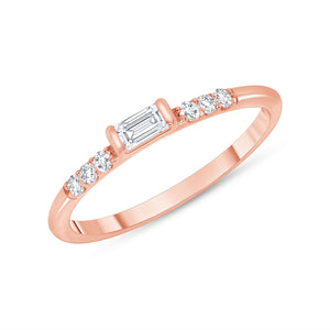 14k rose baguette diamond ring