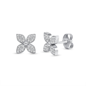 14k white flower diamond earrings