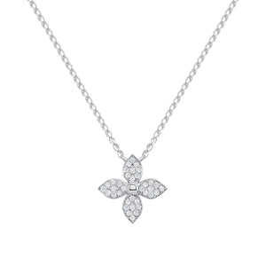 14k white flower diamond necklace