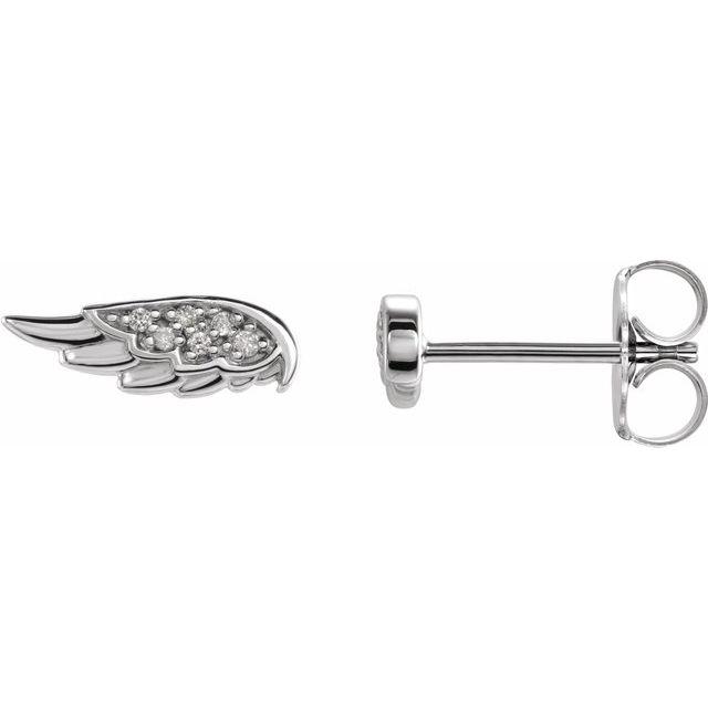 14k white gold angel wing diamond earrings