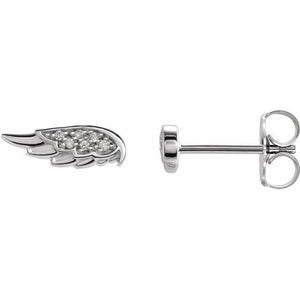 14k white gold angel wing diamond earrings