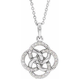 14k white gold Celtic diamond necklace