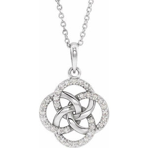 14k white gold Celtic diamond necklace