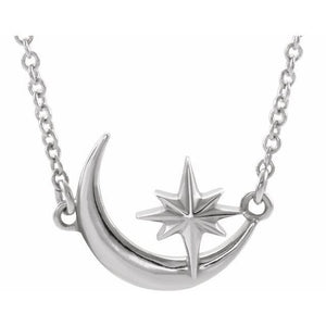 14k gold crescent moon and star necklace