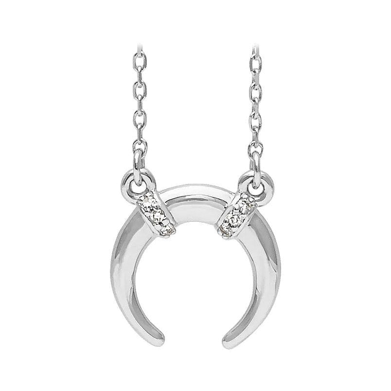 14K White Gold Crescent Moon Diamond Necklace