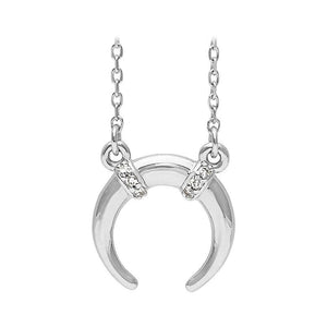 14K White Gold Crescent Moon Diamond Necklace