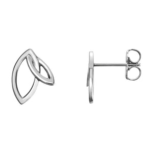 14k white gold double leaf earrings