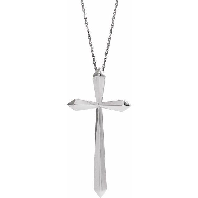 14k white gold elongated cross necklace