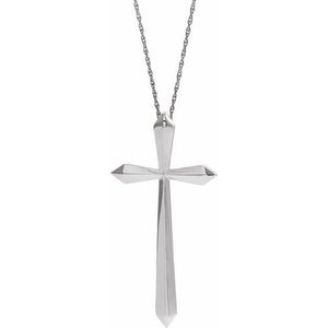 14k white gold elongated cross necklace
