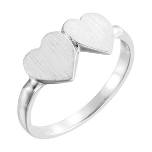 14k white double heart ring