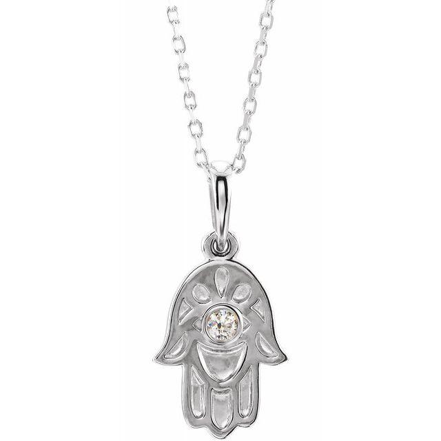 14k white gold hamsa diamond necklace