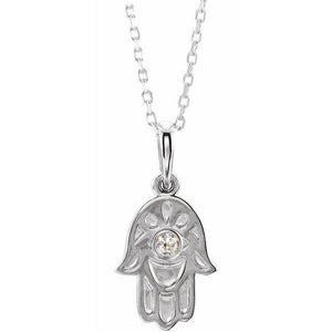 14k white gold hamsa diamond necklace