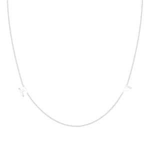 14k white gold dainty initial necklace