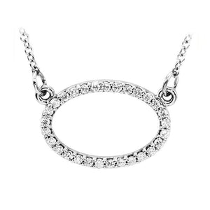 14k white gold oval diamond pendant