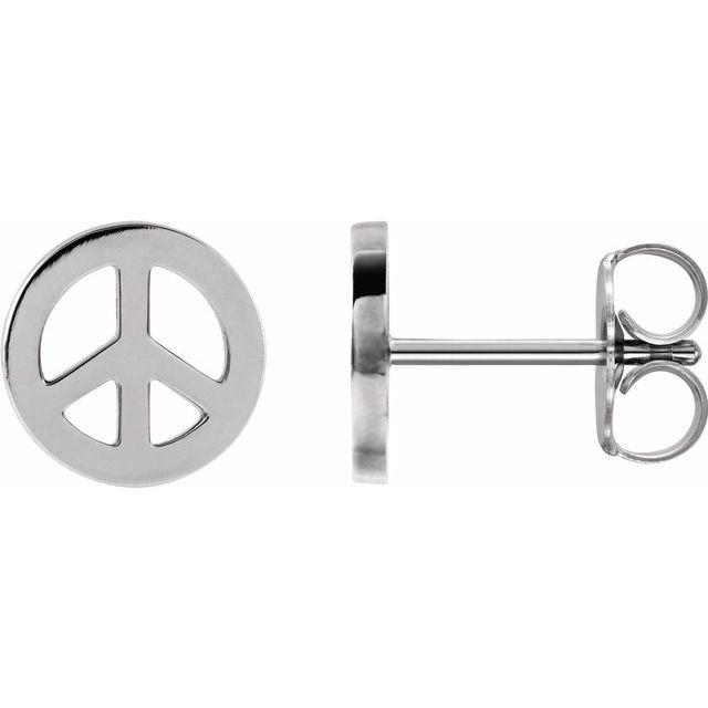 14k white gold peace sign earrings
