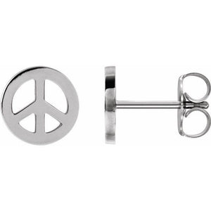 14k white gold peace sign earrings