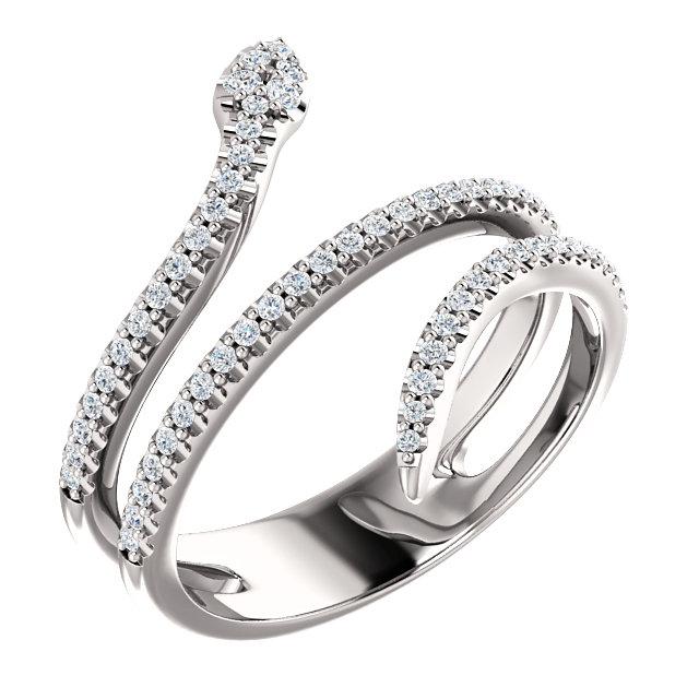 14k white gold snake diamond ring