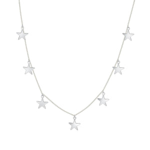 14k white gold star chain necklace