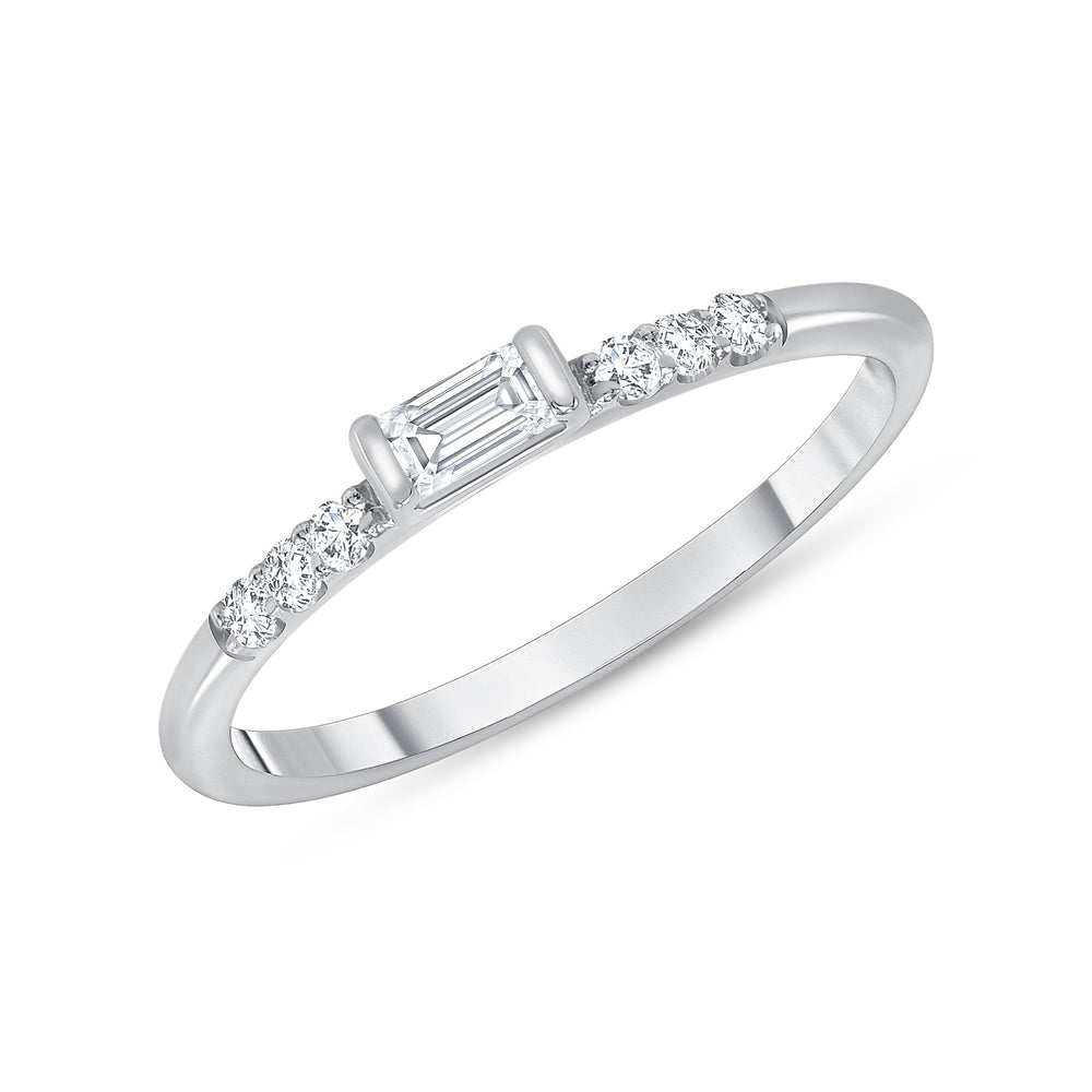 14k white baguette diamond ring