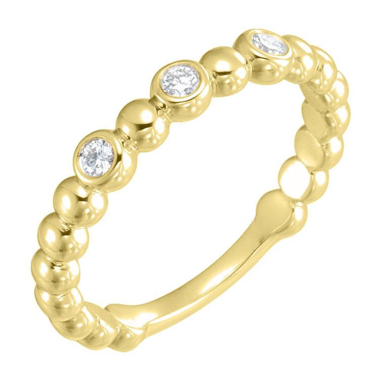 14k yellow gold beaded bezel diamond ring
