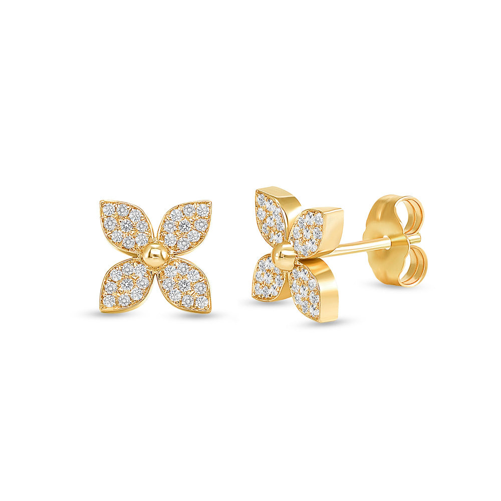 14k yellow flower diamond earrings