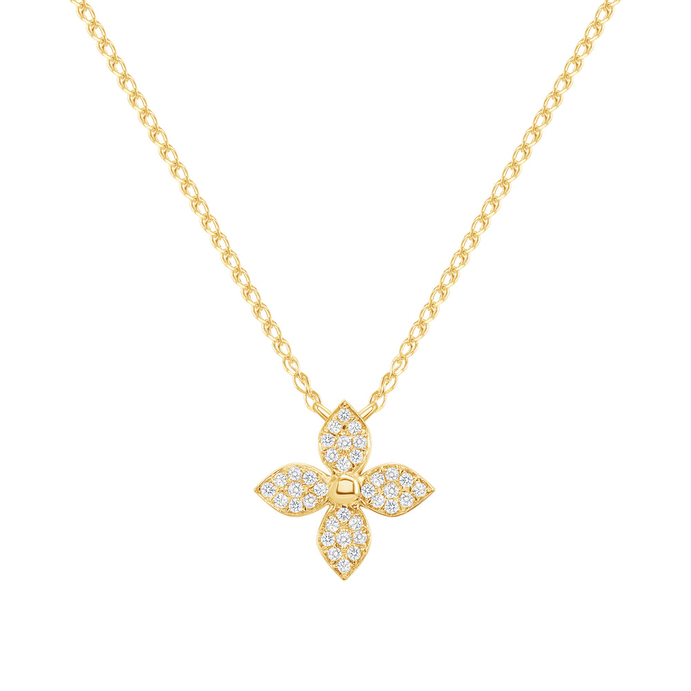 14k yellow flower diamond neckace