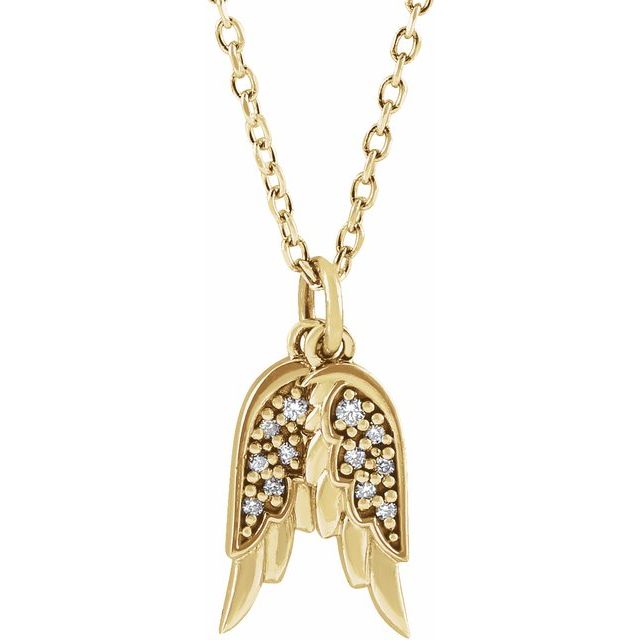 14k yellow gold angel wings necklace