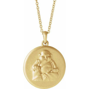 14k yellow gold buddha pendant necklace