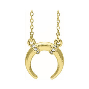 14K Yellow Gold Crescent Moon Diamond Necklace