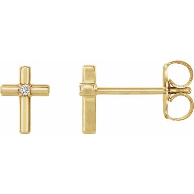 Cross Solitaire Diamond Earrings