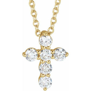 14k yellow gold diamond cross necklace