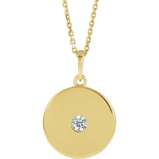 Gold Disc Diamond Necklace
