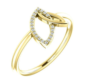 14K Yellow Gold Double Leaf Diamond Ring