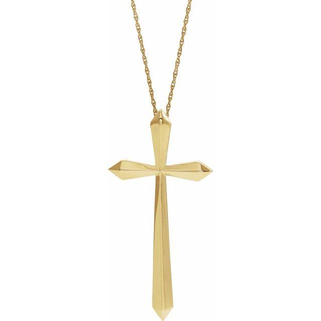14k yellow gold elongated cross necklace