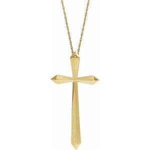 14k yellow gold elongated cross necklace