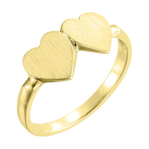 14k yellow double heart ring