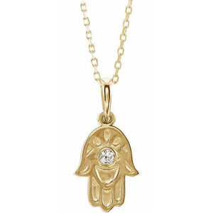 14k yellow gold hamsa diamond necklace