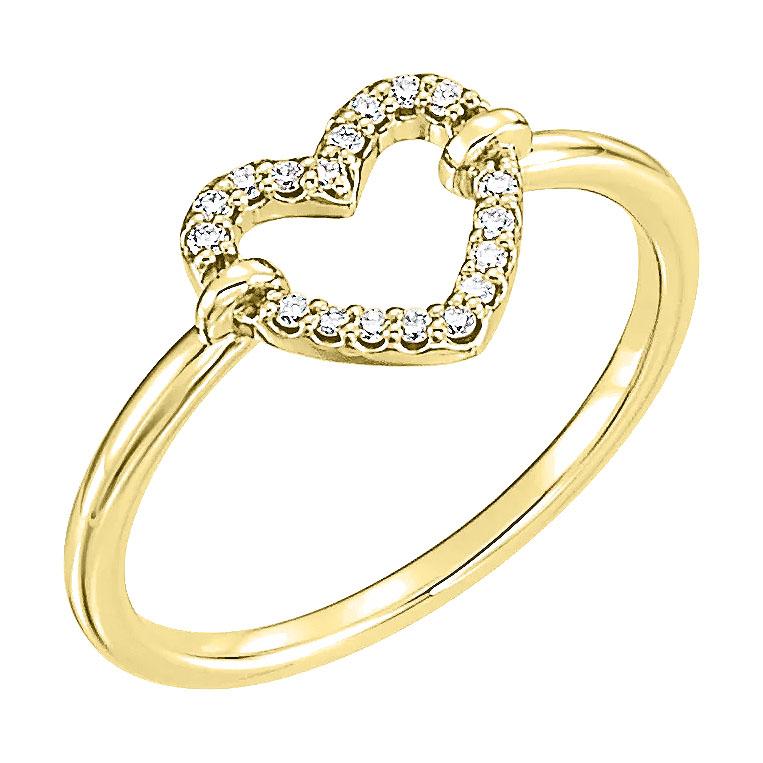 14k yellow diamond heart ring