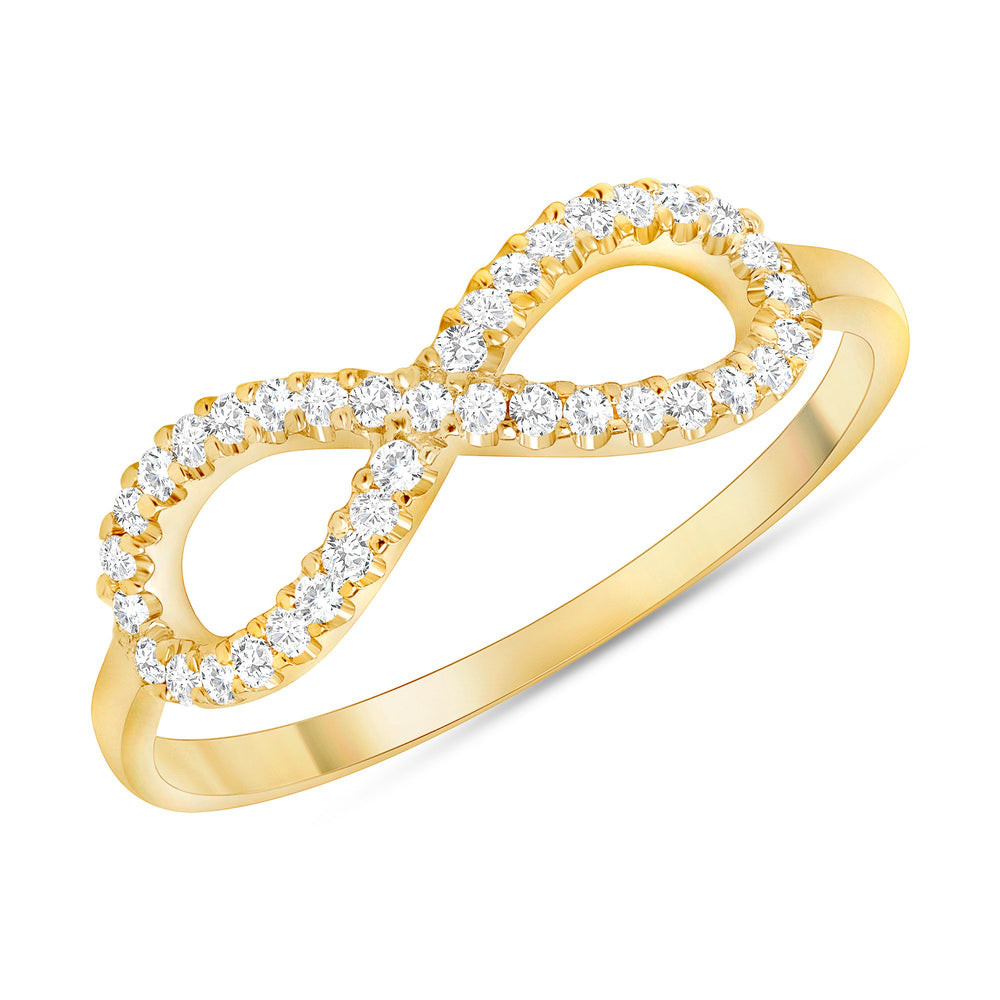 14k yellow gold infinity diamond ring