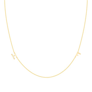 14k yellow gold dainty initial necklace