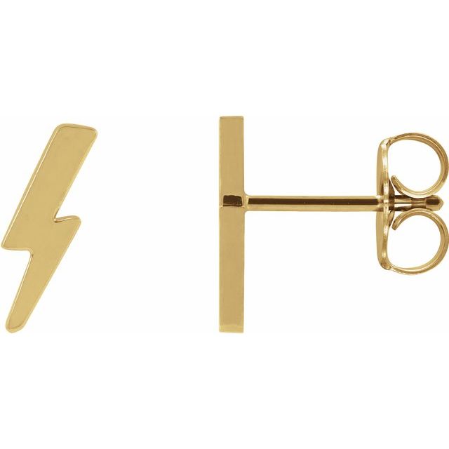 14k yellow gold lightning bolt earrings